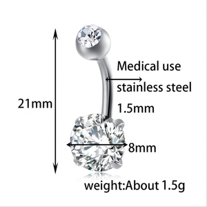 Finestyle Belly Button Rings Surgical Steel CZ Navel Ring Barbell for Women Girls Body Piercing <strong>Jewelry</strong> Rose Gold Silver