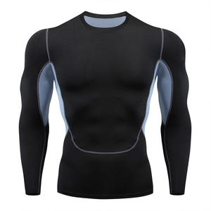 T-shirt de compression en polyester grande taille S-3XL à manches longues pour homme, vêtement de fitness, t-shirt de sport, production OEM - Product Image 4