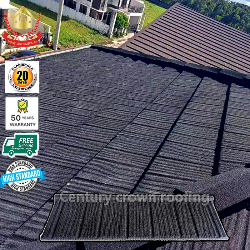 Taş kaplı çelik çatı kiremidi gri renk 0.5mm ahşap kiremit alüminyum çatı Shingles 50 yıl garanti Guangzhou ücretsiz kargo