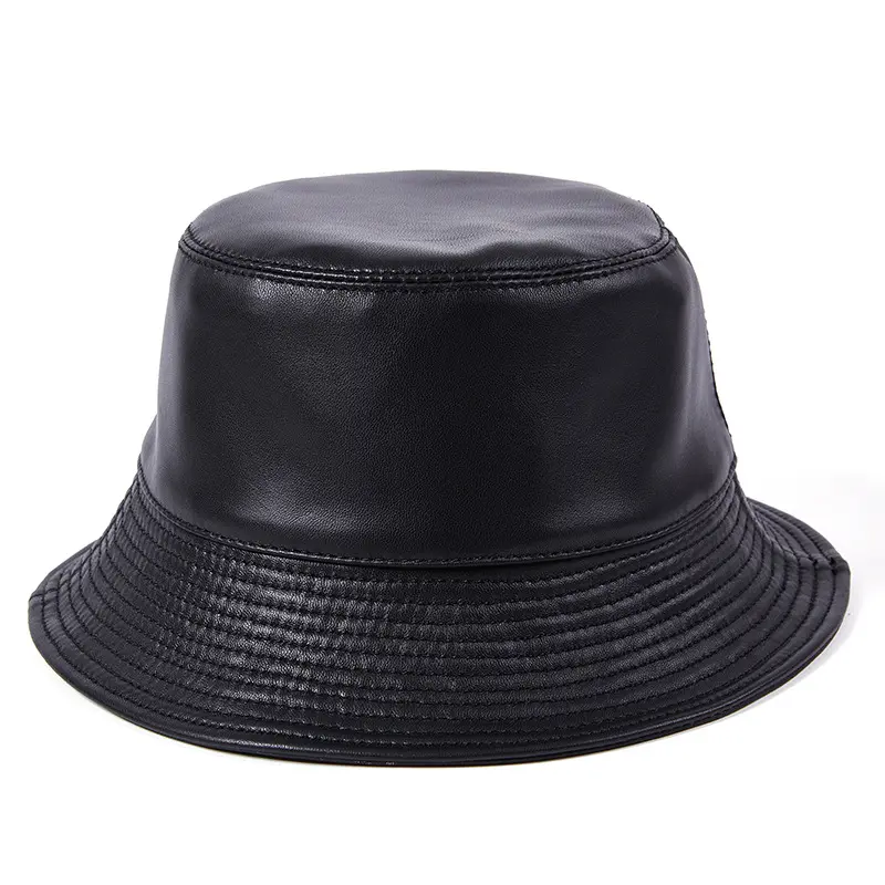 Hat Female Korean Style Sheepskin Sunshade Fisherman Hat All-match Fashion Four Seasons Leather Bucket Hat