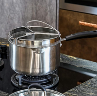 Séparateurs de casserole avec poignées, ustensiles de cuisine à économie de stockage, ensemble de 3 paniers SUS, ensembles de petites casseroles, paniers de cuisson pour légumes