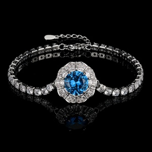 High Quality Jewelry Eco-friendly <b>Copper</b> Insert 10MM Red Corundum Zircon Flower <b>Bracelet</b> for Romantic Bridal Looks - Product Image 4