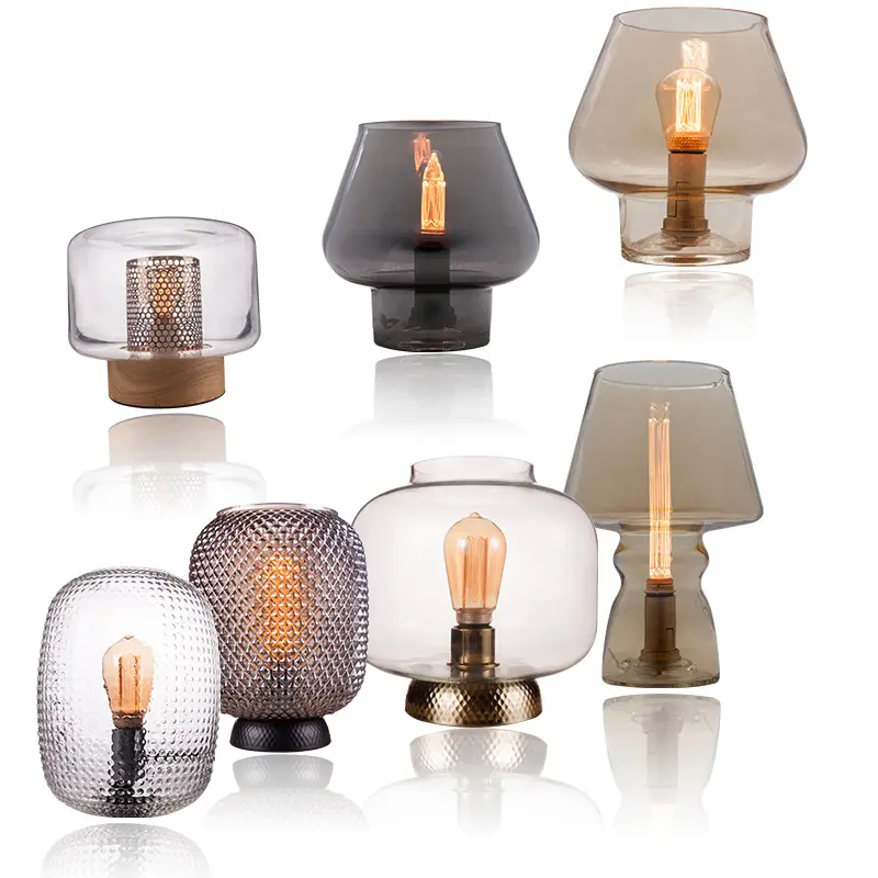 modern nordic indoor decoration luxury led glass mushroom lamp bedside lamp glass table lamp