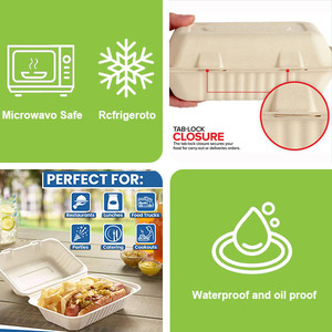 Conteneurs alimentaires <span class=keywords><strong>en</strong></span> bagasse biodégradables et compostables à 100 % sans PFAS, boîtes à clapet <span class=keywords><strong>en</strong></span> canne à sucre, fabricants chinois - Product Image 2
