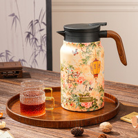 Carafe isotherme personnalisée en acier inoxydable de 1,5 L, motif floral, avec infuseur, double paroi sous vide, pour thé et café