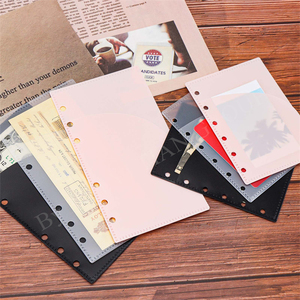 A6 A7 pembe buzlu PP nakit zarflar bölücü 2 cepler gevşek yaprak Zipless para zarflar dergisi bütçe bağlayıcı cepler 6 delik - Product Image 6