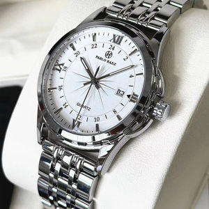 Nouvelle Montre Homme à Quartz 2026, Bracelet en Acier Inoxydable, Étanche, Affichage de la Date, Cadran Noir et Blanc, Style Business Décontracté Simple et Rétro - Product Image 2