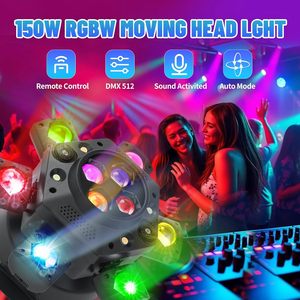 Luz de Escenario de 150W con Seis Brazos RGBW, Láser <span class=keywords><strong>DMX512</strong></span> de 24 Canales, Activación por Sonido, Control Remoto, Proyector para Fiestas, Discotecas, KTV, Bares, Clubes, Bodas - Product Image 5