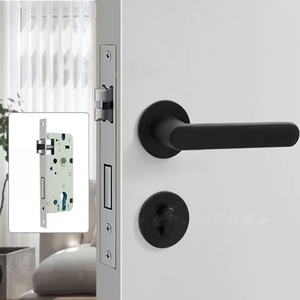 Modern Luxury Matte <strong>Black</strong> Aluminum <strong>Door</strong> Handle Set With Heavy Duty Privacy Lever Lock and Keyed Entry <strong>Door</strong> <strong>Knob</strong> for Interior - Product Image 1
