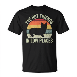 Camiseta para amantes de los perros Corgi, diseño vintage, negro, corte unisex, I've Got Friends In Low Places - Product Image 2