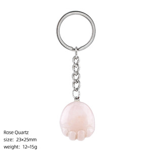 Vente en gros de porte-clés en forme de <span class=keywords><strong>petite</strong></span> patte, pierres précieuses naturelles, pattes de chaton, porte-clés en cristal de quartz pour femmes, hommes, filles - Product Image 5
