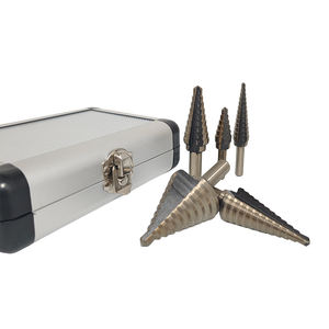 Juego de 5 brocas escalonadas HSS de titanio con vástago recto y revestimiento ámbar para metal, madera y plástico, con estuche de aluminio - Product Image 2