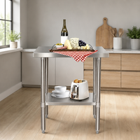 Mesa de Trabajo Comercial de Acero Inoxidable 304/201 con Estante para Horno de Pizza al Aire Libre, Cocina, Lavandería, Garaje