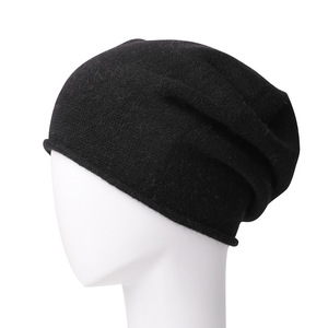 <span class=keywords><strong>Bonnet</strong></span> en <span class=keywords><strong>cachemire</strong></span> rayé de luxe pour femme, chaud et tricoté, avec bord roulé, style décontracté haut de gamme, taille standard - Product Image 6