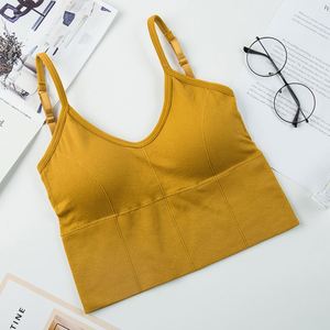 Sujetador deportivo antichoque con realce, tipo camisola sin costuras, acolchado, transpirable, informal, para mujer, ideal para fitness y verano. - Product Image 5