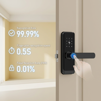 Serrure de porte intelligente Vertexis Tuya, verrouillage automatique, empreinte digitale, clavier, mot de passe, pêne dormant, pour portes intérieures en bois/acier, fonctionne avec 4 piles AA, Cloud