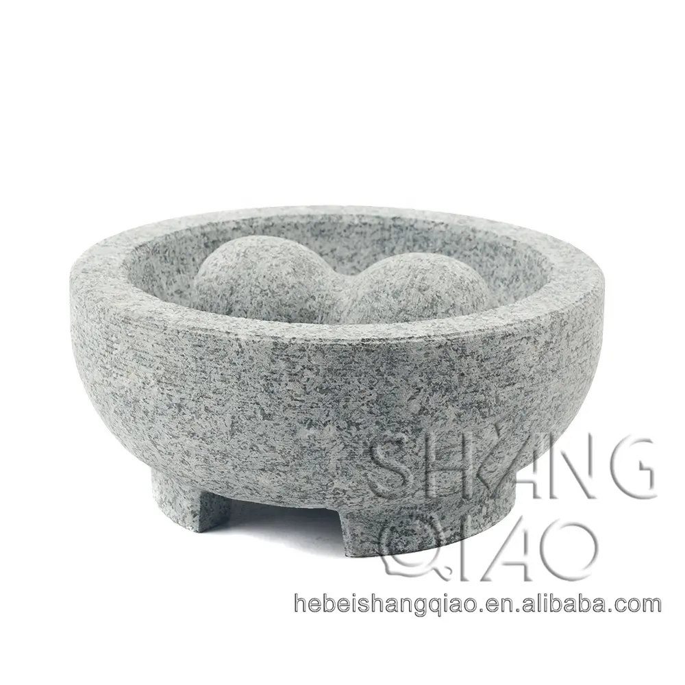 Hot Selling Natural Granite Molcajete Guacamole MortarとPestle Mexican Molcajete