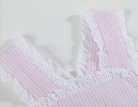 Barboteuse d'été décontractée pour bébés filles, motif brodé fruits, imprimé rayé, en tissu de coton tissé personnalisé, bretelles croisées