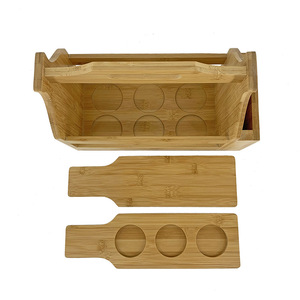 Factory direct sales of creative bamboo portable wine racks, <b>beer</b> and cocktail baskets, multi-functional bamboo outdoor wine - Product Image 5