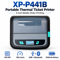 Printer Thermal Portabel XP-P441B 4 Inci 203DPI Bluetooth USB Baterai 2500mAh untuk Pesanan dan Tiket Mobile