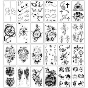 36 Hojas de Tatuajes Temporales, Pegatinas <span class=keywords><strong>para</strong></span> Cuerpo, Brazos, Pecho y Hombros <span class=keywords><strong>para</strong></span> Hombres o Mujeres con 24 Hojas de Pequeños Tatuajes Negros - Product Image 2