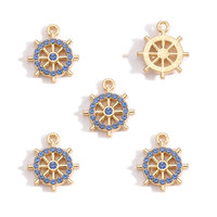 Accesorios de Joyería de Aleación con Incrustaciones de Diamantes, Ancla de Velero, Timón, Temática Náutica, Pulsera, Collar, Llavero W810