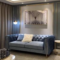 Moderne Chesterfield Loveseat Lounge-Sofagarnituren Couch für Zuhause Luxuriöses Gestepptes Samt-Sofa-Set Wohnzimmermöbel 3-2-1-Sitzer Sofa