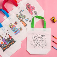 Tas Tote Non-Woven Custom Grosir untuk Mewarnai Sendiri, Tas Lukis Anak yang Dapat Digunakan Kembali untuk Aktivitas Interaktif Orang Tua-Anak