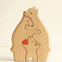 Hot Home ours en bois décoration de bureau bricolage câlin ours trois ours famille Puzzle cadeaux