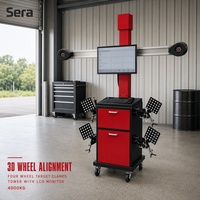 Sera CE Certifié, Ensemble Complet de Solution pour le Montage de Pneus en Atelier : Pont Élévateur Hydraulique à Quatre Poteaux, Équilibreuse et Démonte-Pneus 3D pour Quatre Roues 4T