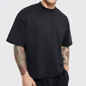 Qianzun Fabrikant Unisex Effen Kwaliteit T-Shirt 100% Katoen Oversized Boxy Cropped T-Shirt Met Logo