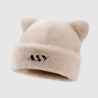Bonnet tricoté imprimé numérique à pois avec motif animal et oreilles de chat mignonnes – Accessoire d'hiver pour les trajets quotidiens et les occasions festives