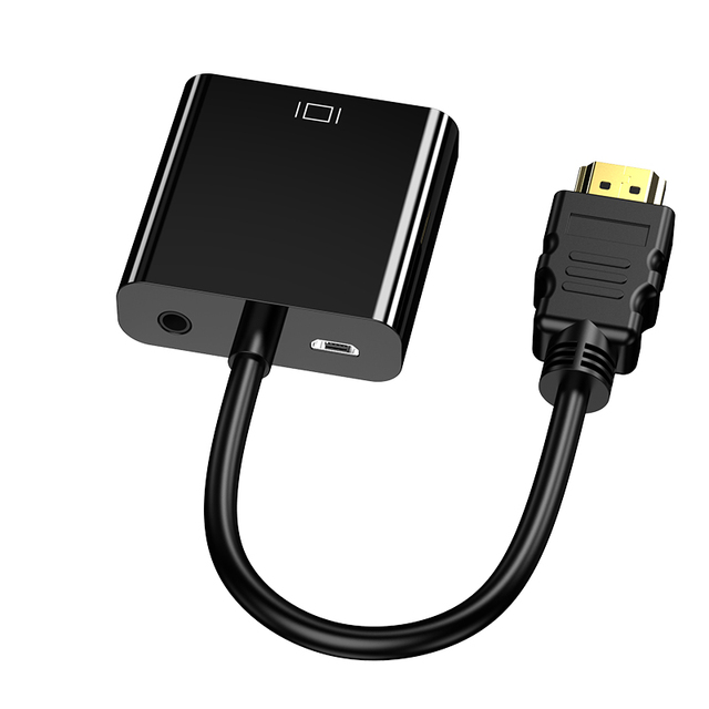 HDTV to VGA Converter with 3.5mm Audio Jack and Micro USB Power Cable 1080P Video Adapter for Laptop PC TV Box Monitor Projector