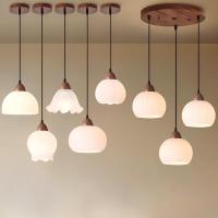 Nouveau design et décoration de style chinois LED style italien forme spéciale suspension antique E27 lustres de plafond en noyer