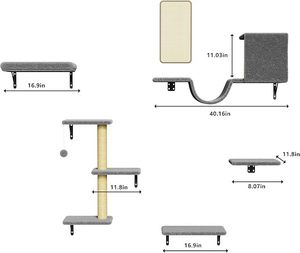 Grosir Pabrik dinding kucing bingkai panjat sarang kayu pohon kucing papan gores dalam ruangan - Product Image 5