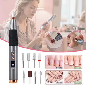 Juego de limas de uñas eléctricas inalámbricas con 15 velocidades ajustables para uñas acrílicas, modelado de bordes de uñas, pulido, lijado y eliminación de piel muerta - Product Image 1