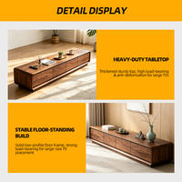 Meuble TV en bois de noyer noir 100% naturel, 240 cm de long, centre de divertissement moderne, meuble TV avec 4 tiroirs, console multimédia, table de salon