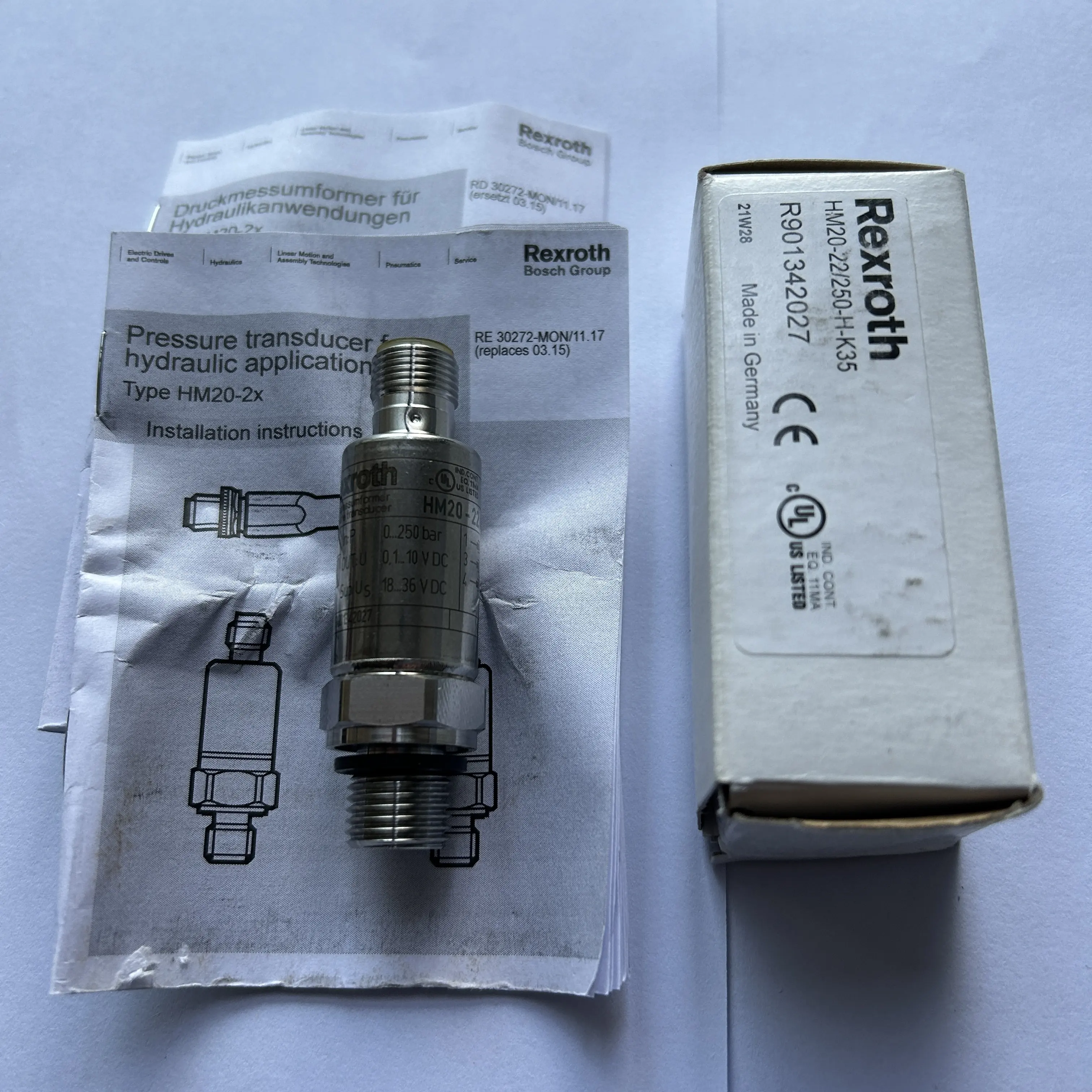 R901342027 trasduttore di pressione HM20-20/250-H-K35 per l'applicazione idraulica