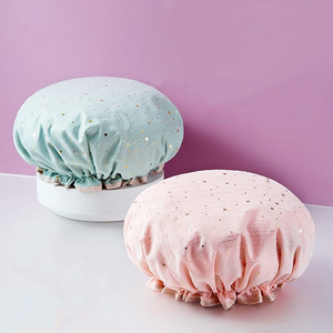 <span class=keywords><strong>Bonnet</strong></span> de Douche Réutilisable Double Couche pour Femmes et Filles, Imprimé Étoiles Dorées <span class=keywords><strong>Fantaisie</strong></span>, Imperméable, Vente en Gros - Product Image 2