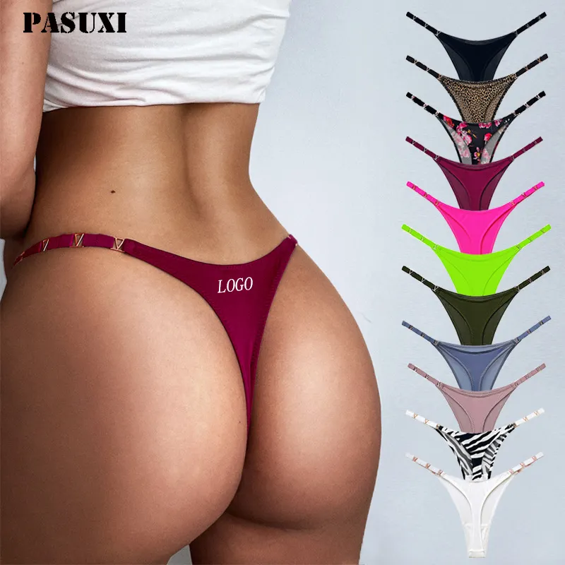 PASUXI-bragas sexys de encaje con parte trasera en T para mujer, bragas brasileñas, Tanga, ropa interior