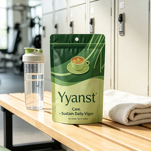Café Instantáneo Botánico Crudo Mezclado 10g*10 Sobres, Bolsa Doypack Verde Bicolor con Diseño de Onda, Suministro a Granel OEM de Fábrica - Product Image 6
