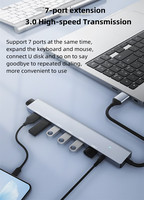 Hub USB 3.0 multifonctionnel 7 en 1, hub USB haute vitesse, séparateur de type C pour accessoires informatiques PC, hub multiport 4 USB 3.0