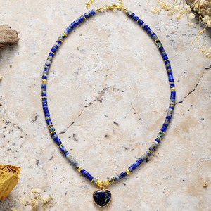 Colgante en forma de corazón de piedra Natural Simple de lujo de moda coreana japonesa americana Europea cuentas de regalo cortas de estilo francés - Product Image 3