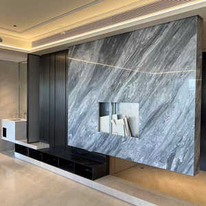 Hiện đại tấm TV tính năng tường | sang trọng mô hình bằng đá cẩm thạch với gỗ & thép điểm nhấn - Product Image 3
