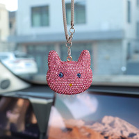 JingBo GS-002 Charme animalier en forme de chat, entièrement orné de strass et de cristaux étincelants, avec nœud, pour poignet ou poignée de porte de voiture - Européen