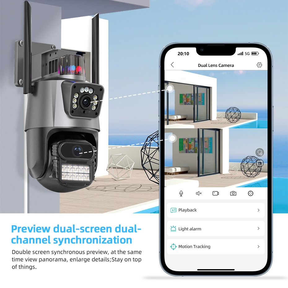 CAMARA WIFI DOBLE LENTE CON SIRENA APP YOOSEE