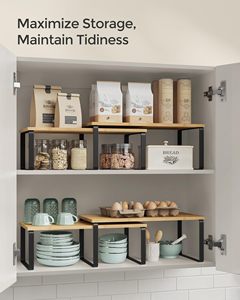 Ripiani da <span class=keywords><strong>cucina</strong></span> impilabili <span class=keywords><strong>in</strong></span> <span class=keywords><strong>legno</strong></span>-piano di lavoro espandibile e Organizer <span class=keywords><strong>per</strong></span> dispensa industriale nero - Product Image 6