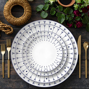 Assiettes décoratives en porcelaine fine de style campagnard français, motif <span class=keywords><strong>pissenlit</strong></span> bleu, pour événements - Product Image 1