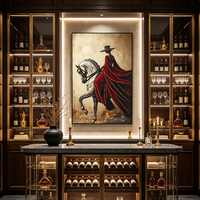 Tableau mural luxe moderne femme et cheval noir, porcelaine cristal strass incrusté à la main, décoration murale verticale