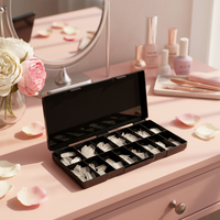 Boîte de 600 faux ongles carrés pré-dessinés en acrylique à presser, vente chaude, fournitures de salon en gros, pour doigts